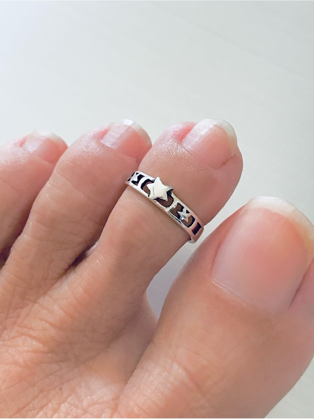 Sterling Silver Dainty Star Toe Ring, Midi Pinky Silver Rings, Celestial Stars
